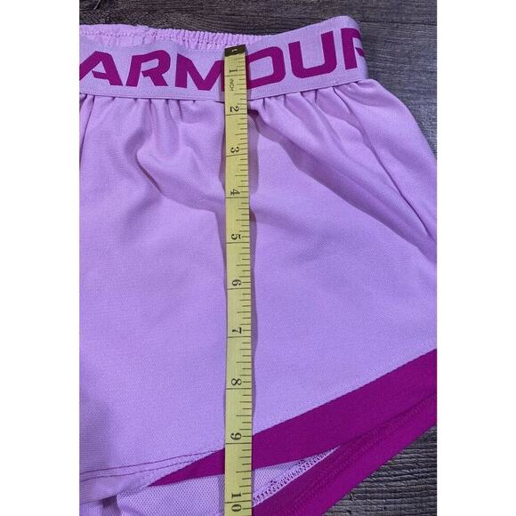 Under Armour Girls' Play Up Solid Workout Gym Shorts Stellar Pink 1362322-638 YM - Picture 6 of 8